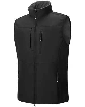 33,000ft Men's Lightweight Softshell Vest Outerwear Zip Up Fleece Lined Windproof Sleeveless Jacket for Golf Running Hiking