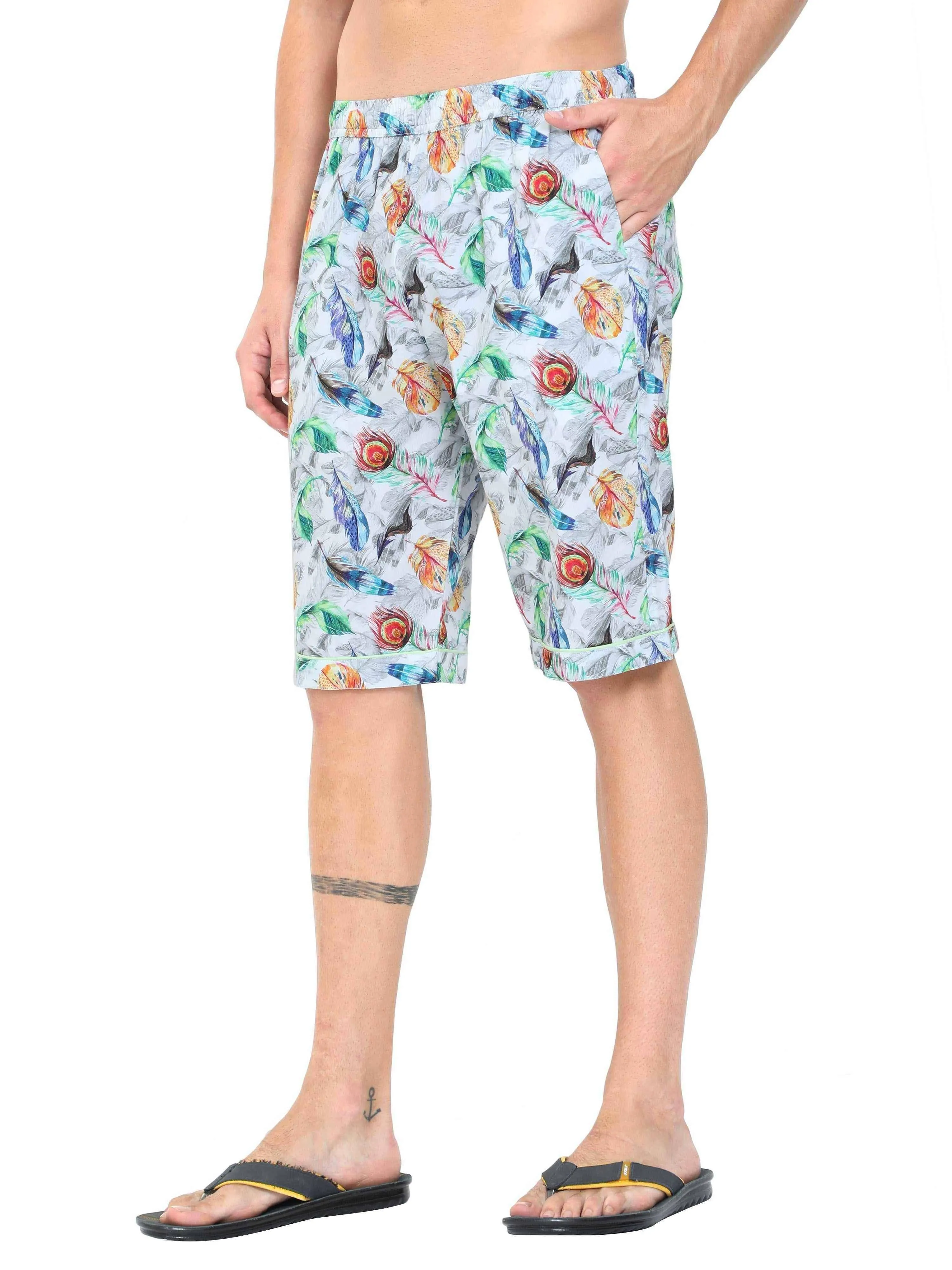 Guniaa Men's Flame Printed Night Wear Shorts