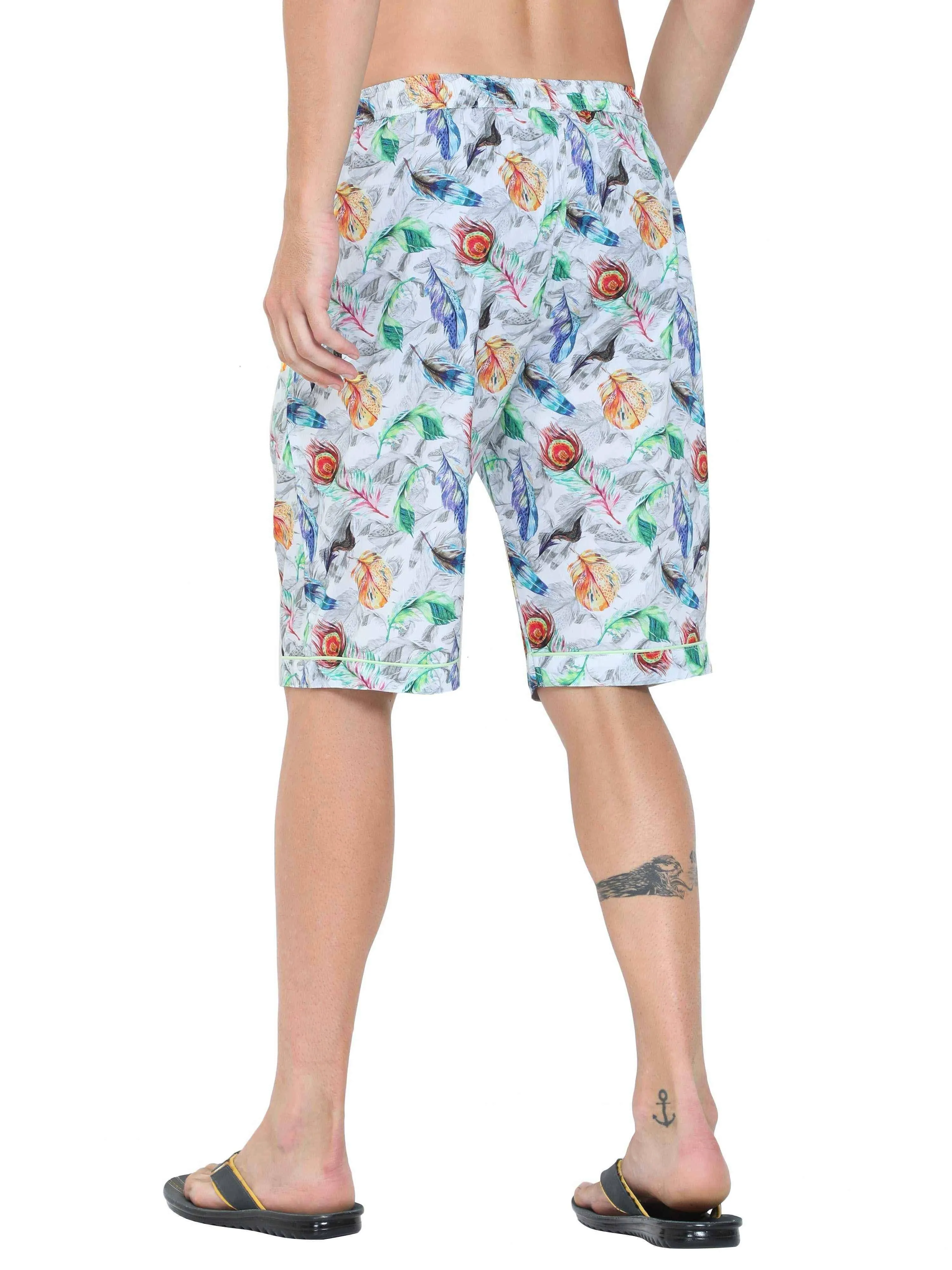 Guniaa Men's Flame Printed Night Wear Shorts