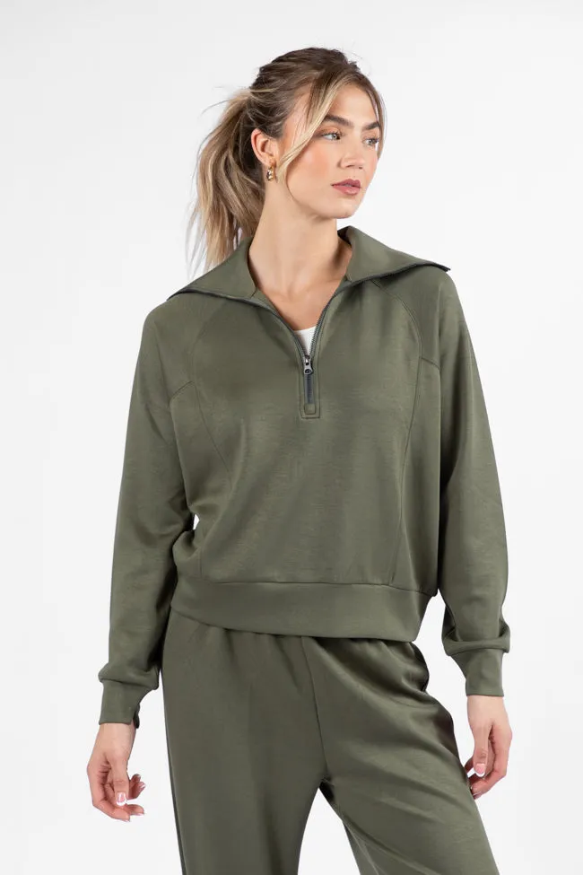 Let's Just Stay Green Quarter Zip Knit Pullover FINAL SALE