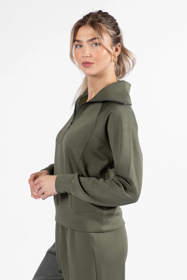 Let's Just Stay Green Quarter Zip Knit Pullover FINAL SALE