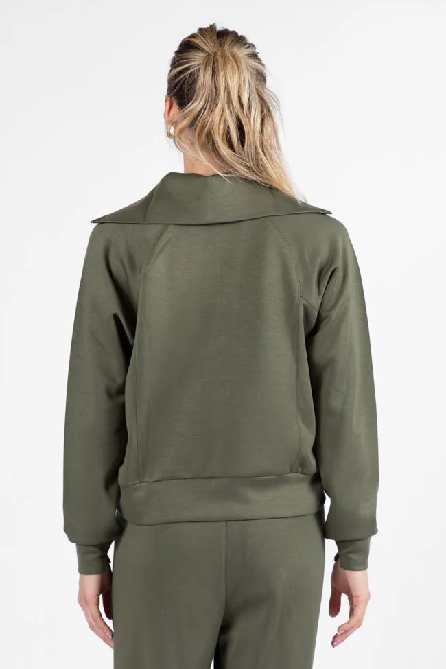 Let's Just Stay Green Quarter Zip Knit Pullover FINAL SALE