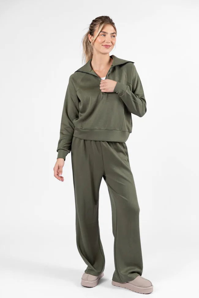Let's Just Stay Green Quarter Zip Knit Pullover FINAL SALE