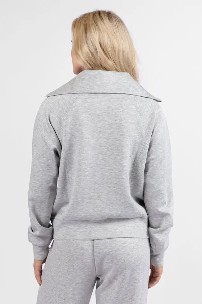 Let's Just Stay Heather Grey Quarter Zip Knit Pullover FINAL SALE
