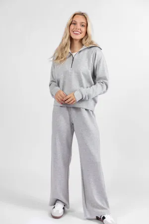 Let's Just Stay Heather Grey Quarter Zip Knit Pullover FINAL SALE