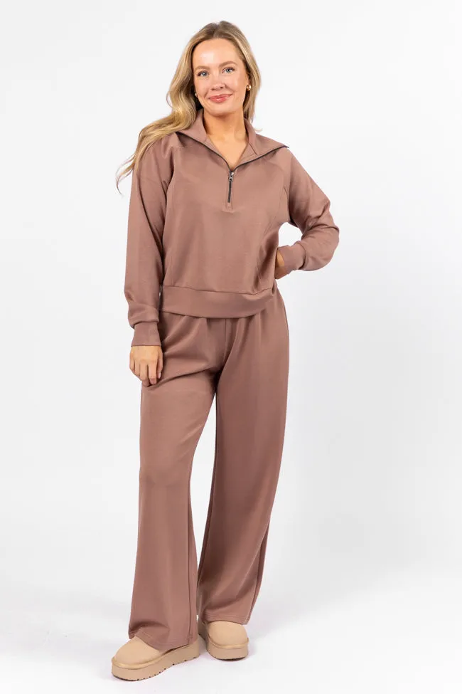 Let's Just Stay Mocha Quarter Zip Knit Pullover FINAL SALE