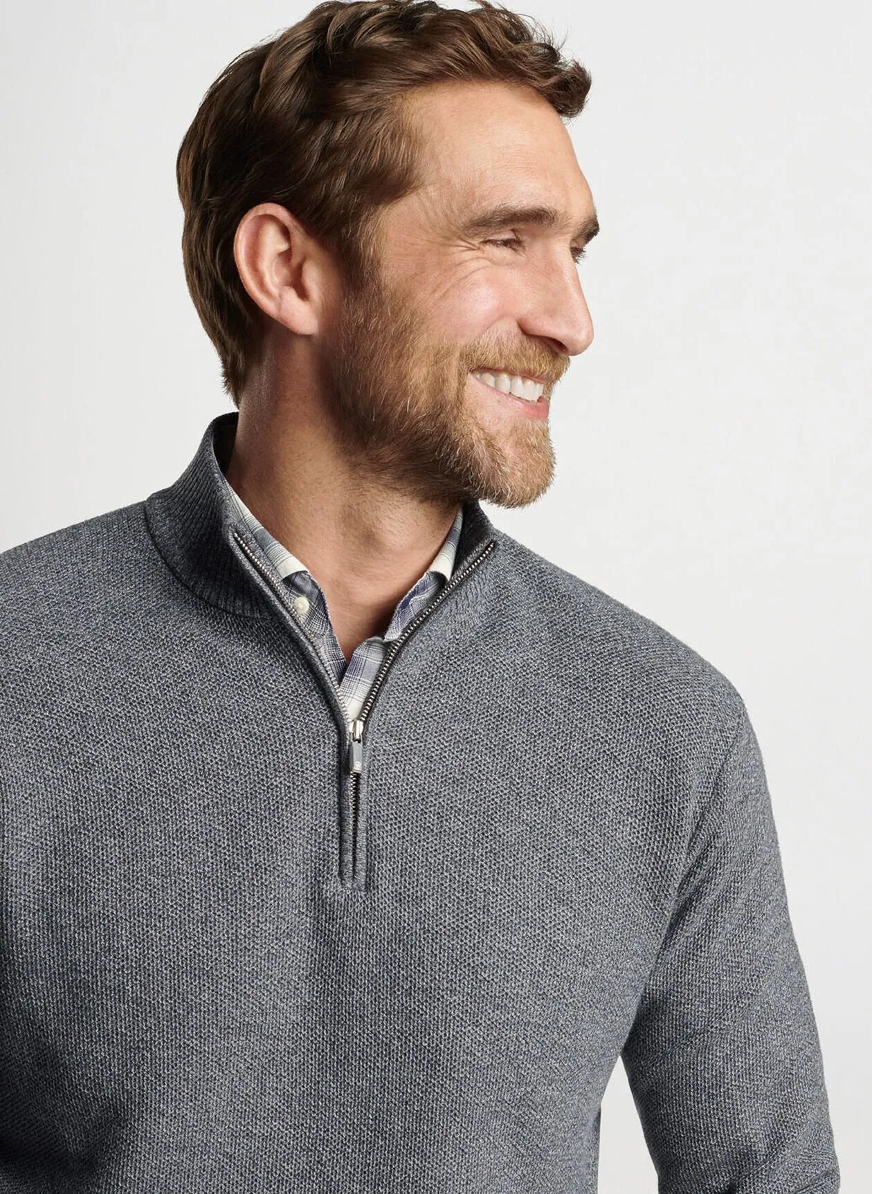 Nevis Twisted Quarter-Zip in Iron by Peter Millar