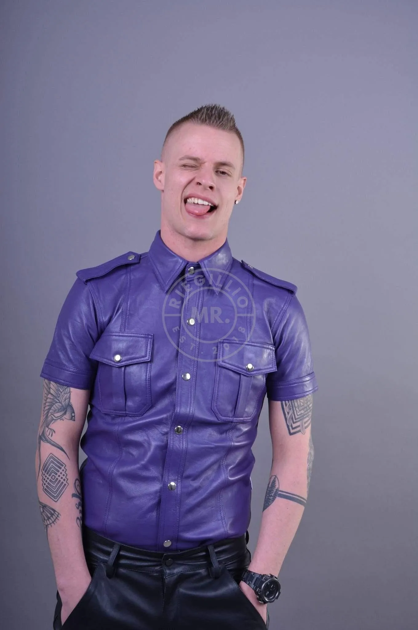 Purple Leather Shirt