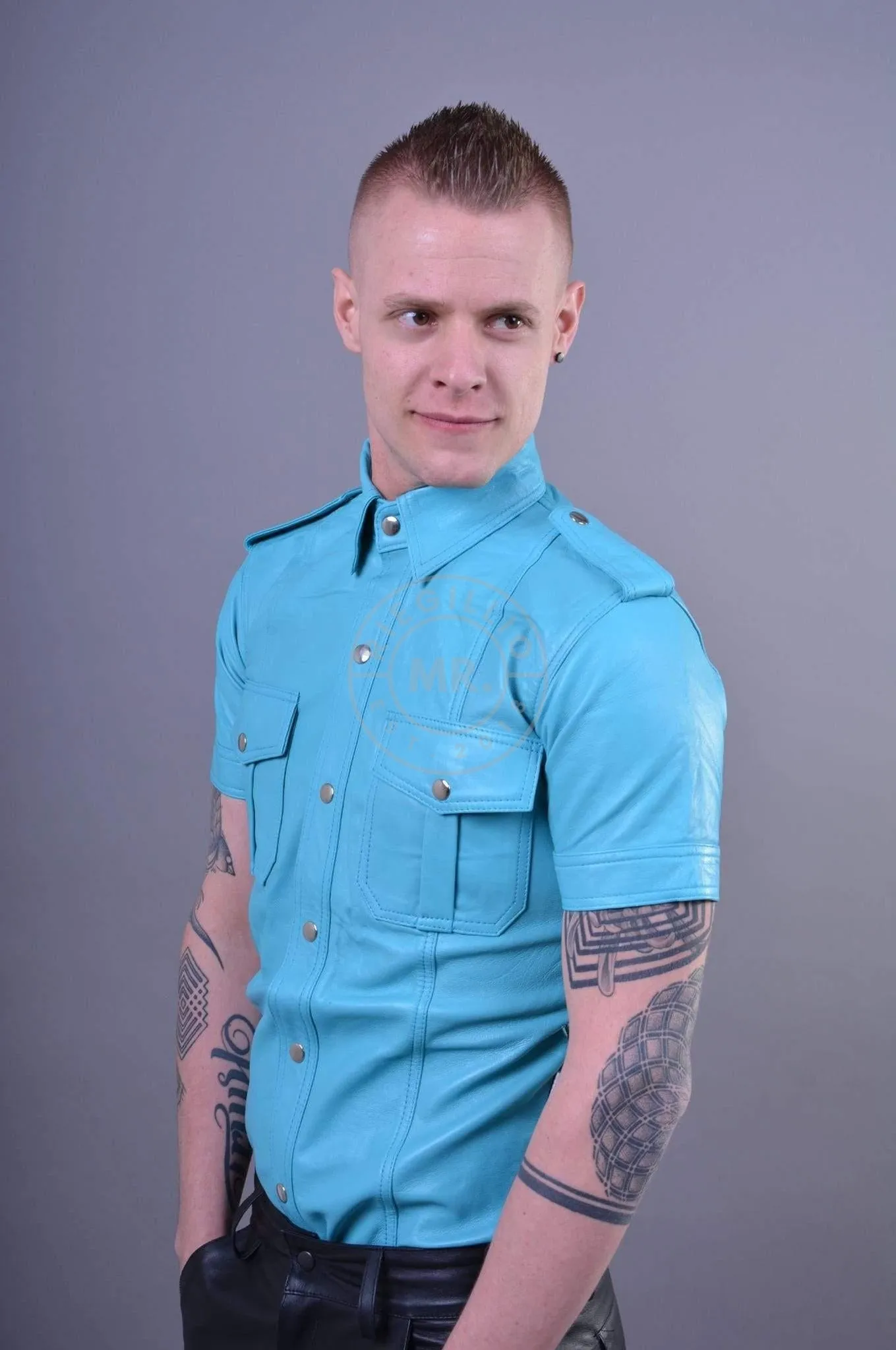 Turquoise Leather Shirt